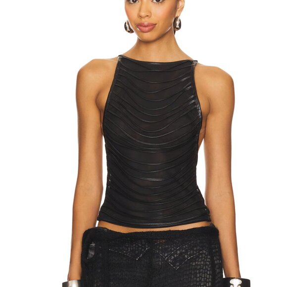 NEW Jaded London Strings Attached Backless Top in Grey Dark Black Tank 0 XS - Picture 1 of 4